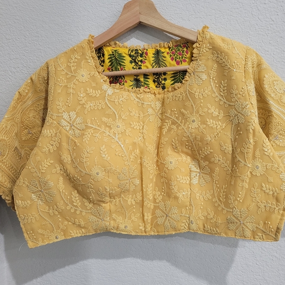 Pure Organza Silk gotta parti sari/ saree with tassels + blouse - Picture 4 of 8